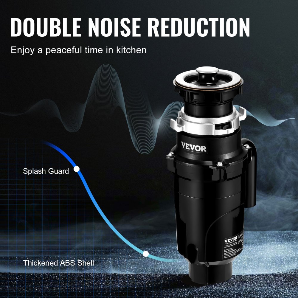 VEVOR Kitchen Garbage Disposal, Rozdrabniacz odpadów kuchennych, 1/2 KM, System rozdrabniania odpadów spożywczych, Łatwy montaż, 3820 obr./min, Domowy rozdrabniacz odpadów, Rozdrabniacz odpadów spożywczych