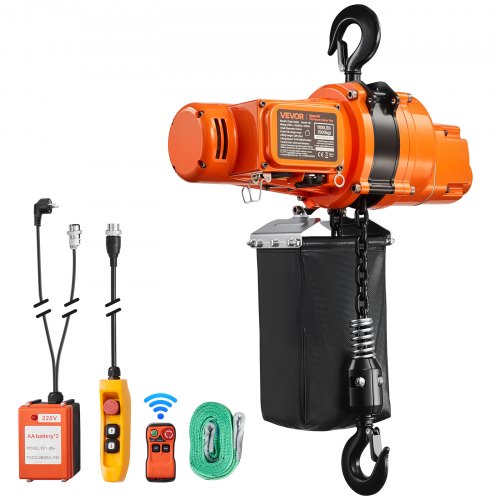 Wciągnik łańcuchowy elektryczny VEVOR 500 kg, wysokość podnoszenia 6 m, suwnica pomostowa jednofazowa 230 V z radiem 100 m i przewodem 4,5 m, zatrzymanie awaryjne, wciągnik łańcuchowy elektryczny 2 w 1 do fabryk, magazynów, garaży