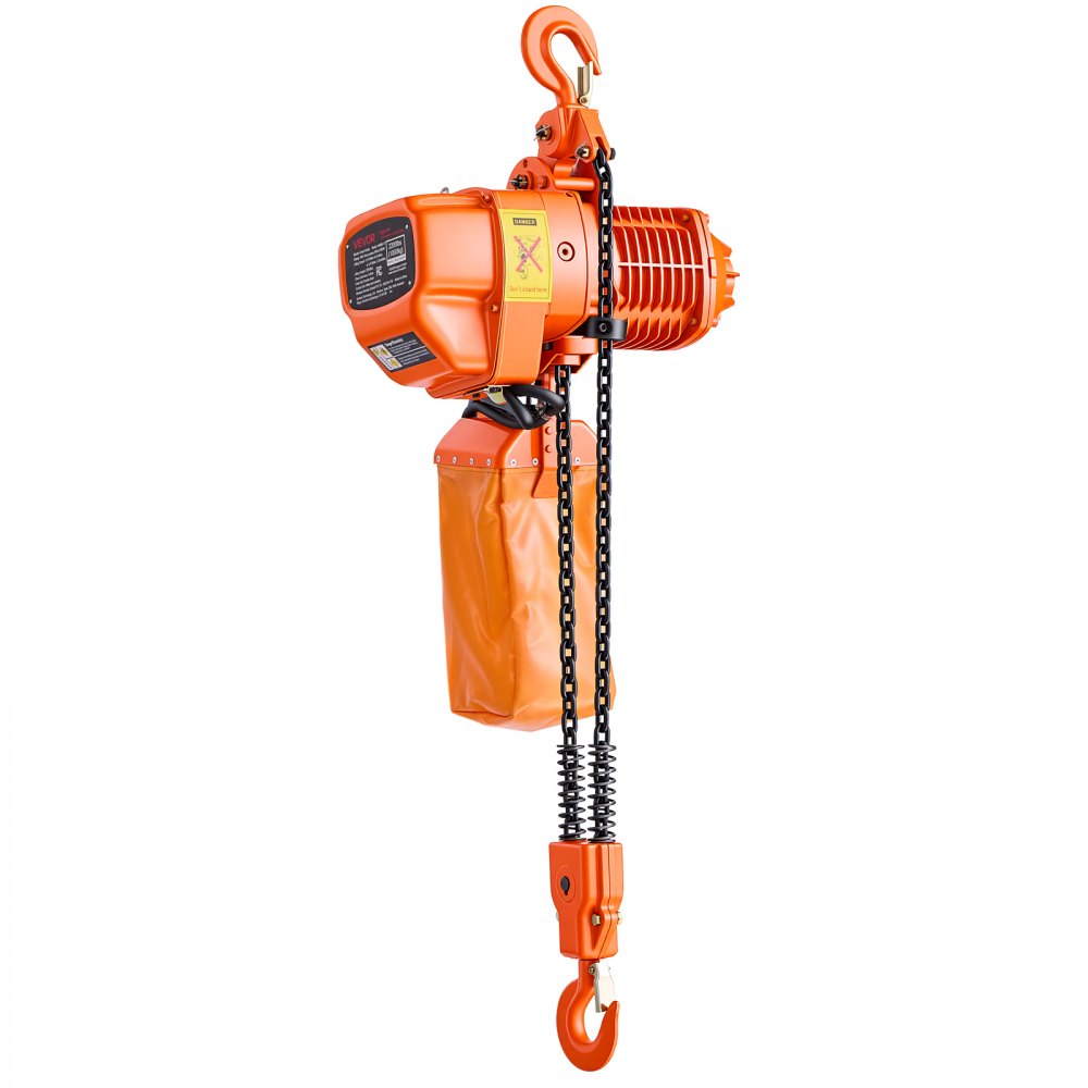 VEVOR 1000 kg Electric Chain Hoist, 6 m Lifting Height, Three-Phase Overhead Crane with 100 m Wireless & 4.5 m Wired Remote Control, Double G80 Chain Hoist for Factories, Warehouses, Garages