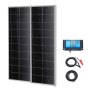VEVOR 200W Solar Panel 2-Pack 12V Monocrystalline Solar Module plus Charge Controller 16.66A Solar System Conversion Rate of 23% Compatible with AGM, GEL, FLD, and Li Batteries Ideal for Motorhomes, Yachts, and Caravans