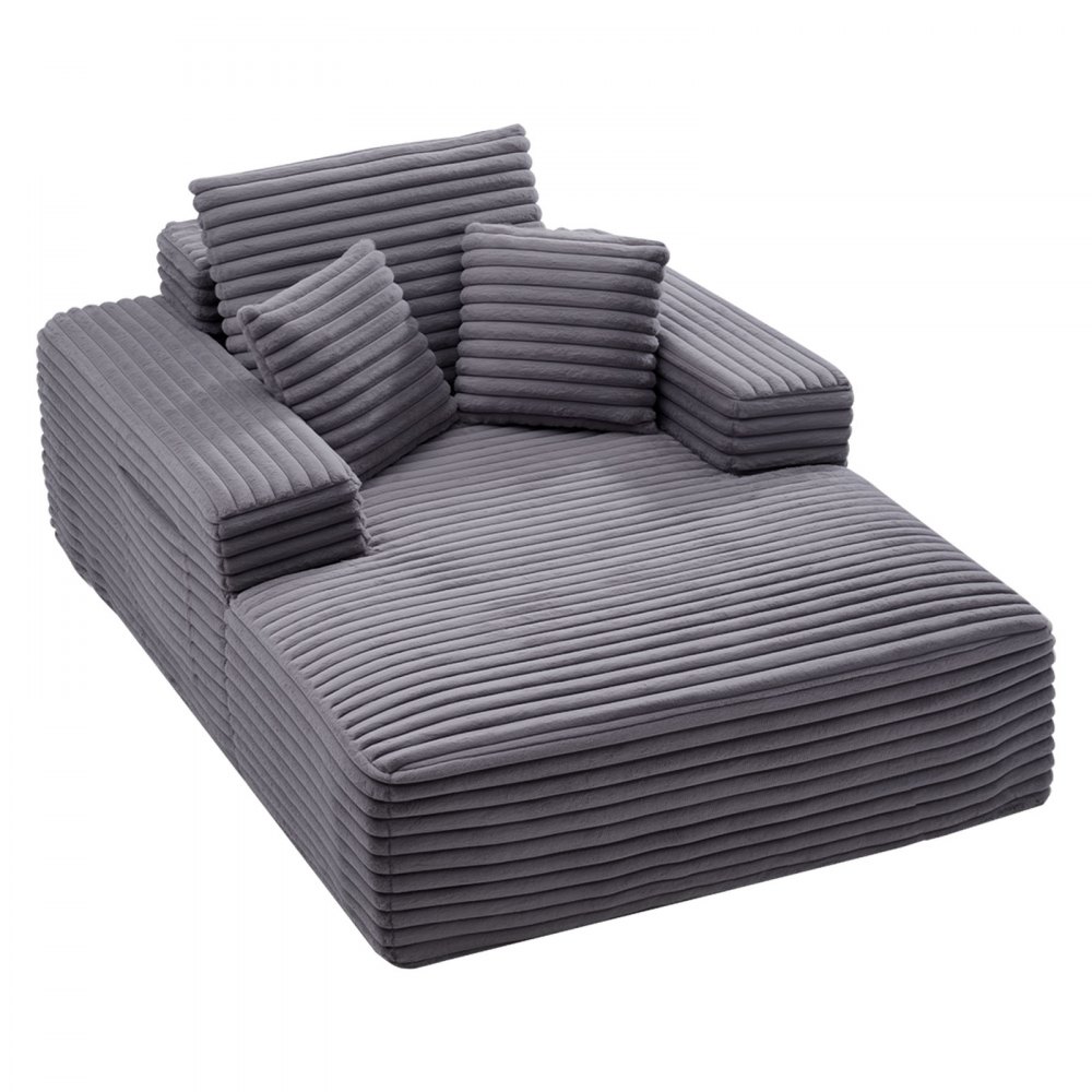 VEVOR Leżanka relaksacyjna 138 cm, tapicerowana sofa z funkcją spania z ozdobnymi poduszkami i podłokietnikami, rozkładana sofa z głębokim siedziskiem do salonu i sypialni, fotel wypoczynkowy z wysoce elastycznej gąbki