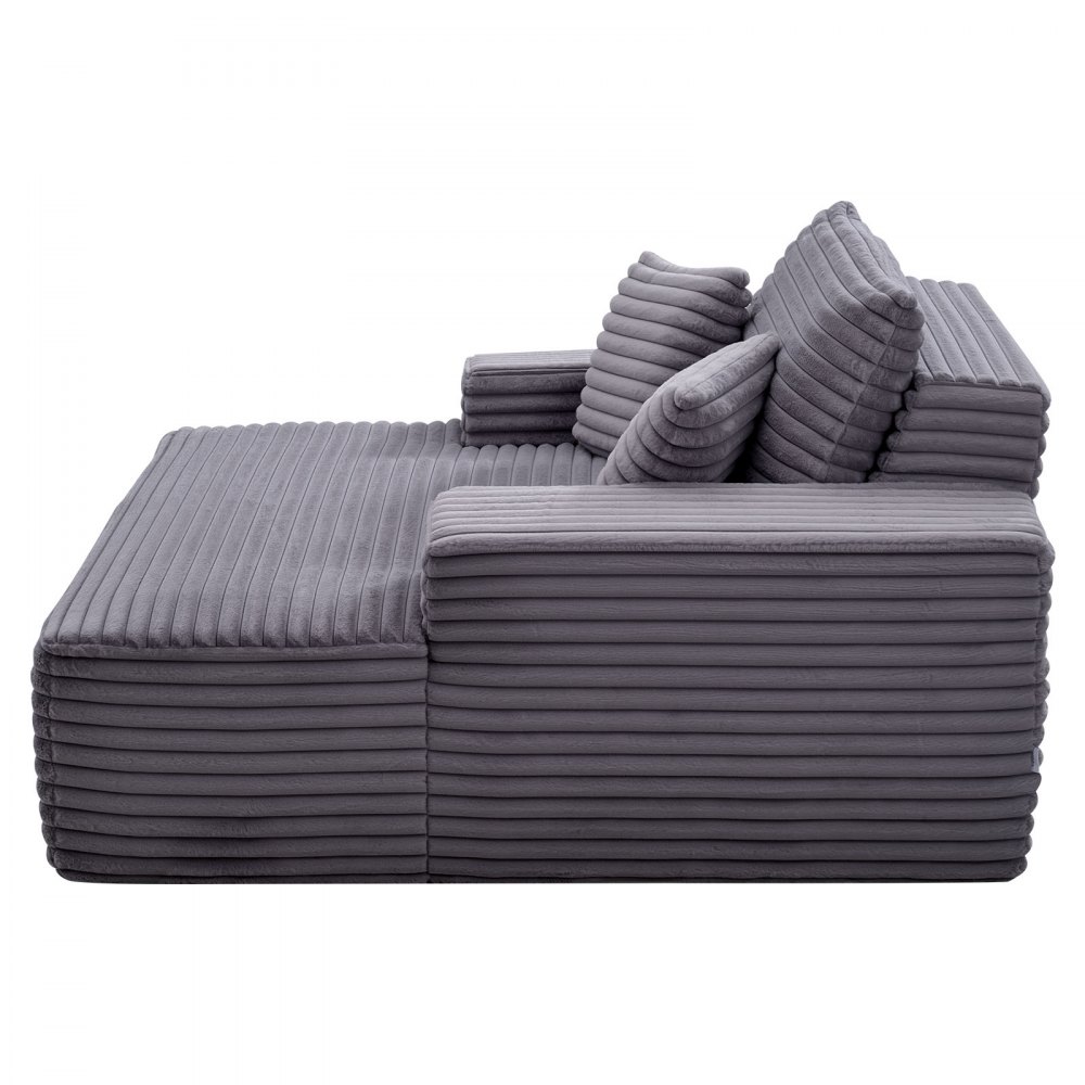 VEVOR Leżanka relaksacyjna 138 cm, tapicerowana sofa z funkcją spania z ozdobnymi poduszkami i podłokietnikami, rozkładana sofa z głębokim siedziskiem do salonu i sypialni, fotel wypoczynkowy z wysoce elastycznej gąbki