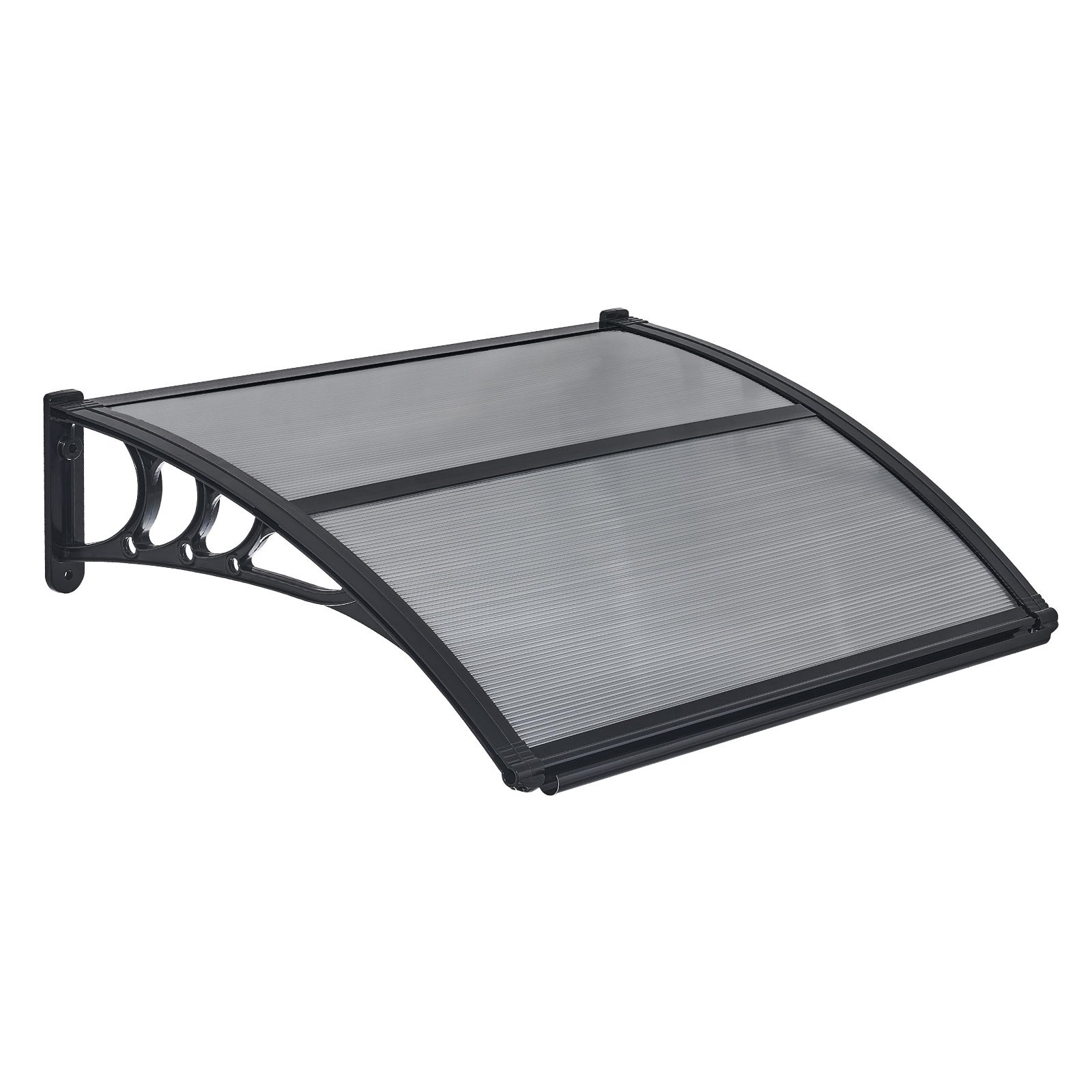 Daszek VEVOR na drzwi wejściowe 755x1000 mm, daszek dostawiany, dach z odwodnieniem i uchwytem ABS, ochrona przed deszczem, śniegiem i słońcem, dach z poliwęglanu na werandę i taras, kolor dymny szary