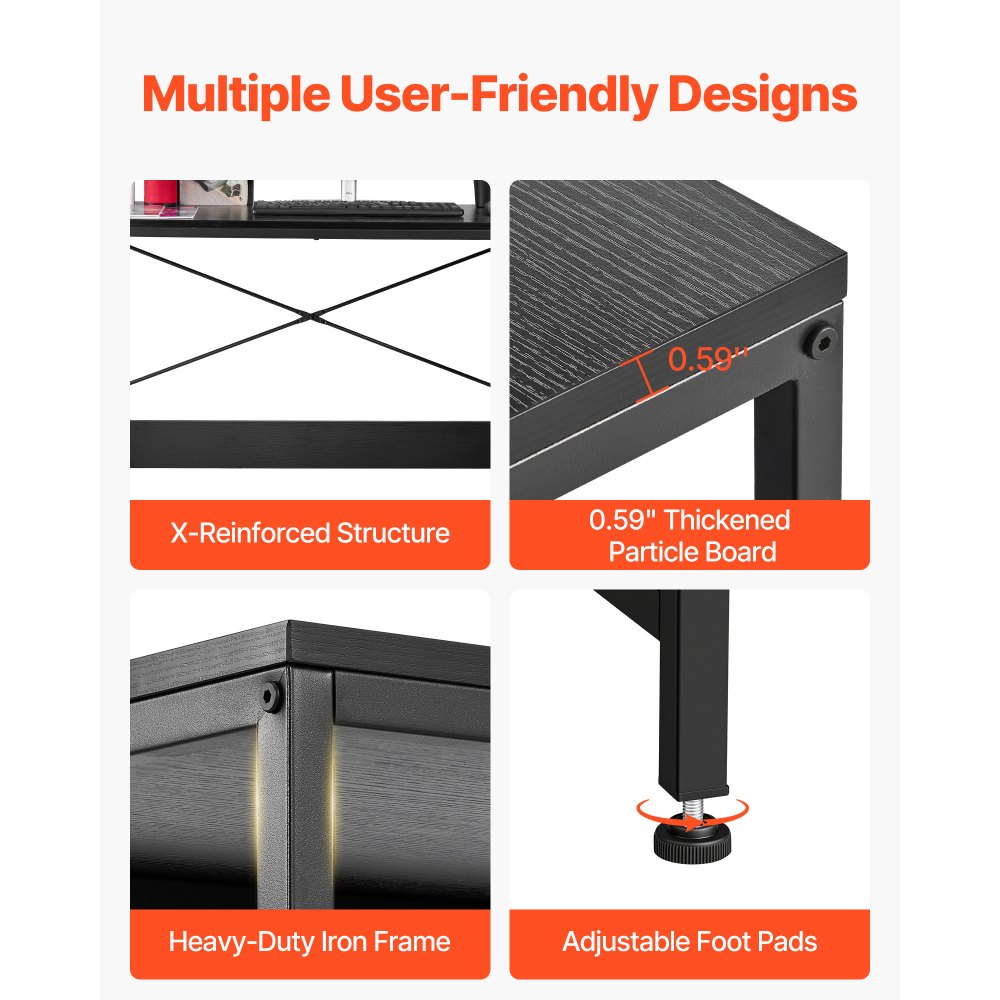 VEVOR L-Shaped Computer Desk, 1.5m Reversible Corner Gaming Desk with Drawers & Storage Shelves, Modern Stylish PC Table Sturdy Work Workstation for Home Office - Easy to Assembly