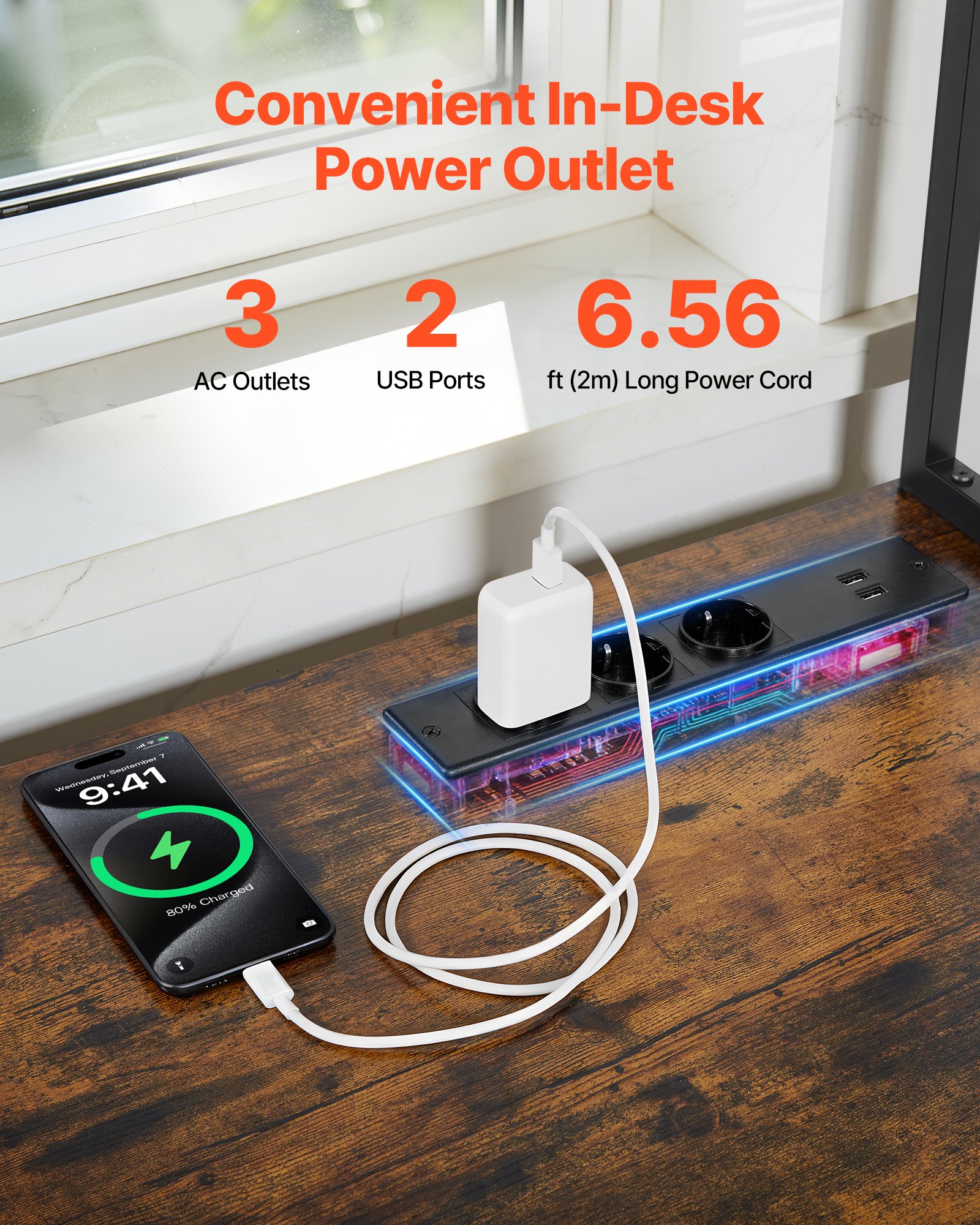 Biurko gamingowe VEVOR w kształcie litery L, narożne z oświetleniem LED, 1,58 m narożne biurko komputerowe z gniazdkami elektrycznymi, wysuwaną podstawką pod procesor i szufladami do przechowywania, biurko gamingowe do biura domowego