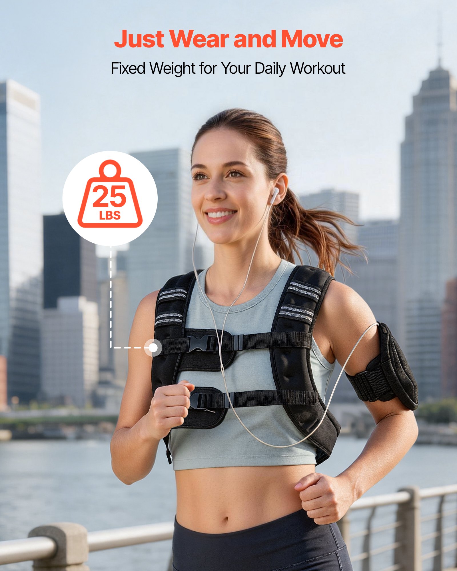Kamizelka treningowa VEVOR 11,46 kg z odblaskowymi paskami, regulowaną klamrą i praktycznymi kieszeniami do przechowywania, kamizelka fitness do treningu siłowego, biegania, joggingu, fitnessu i budowania mięśni