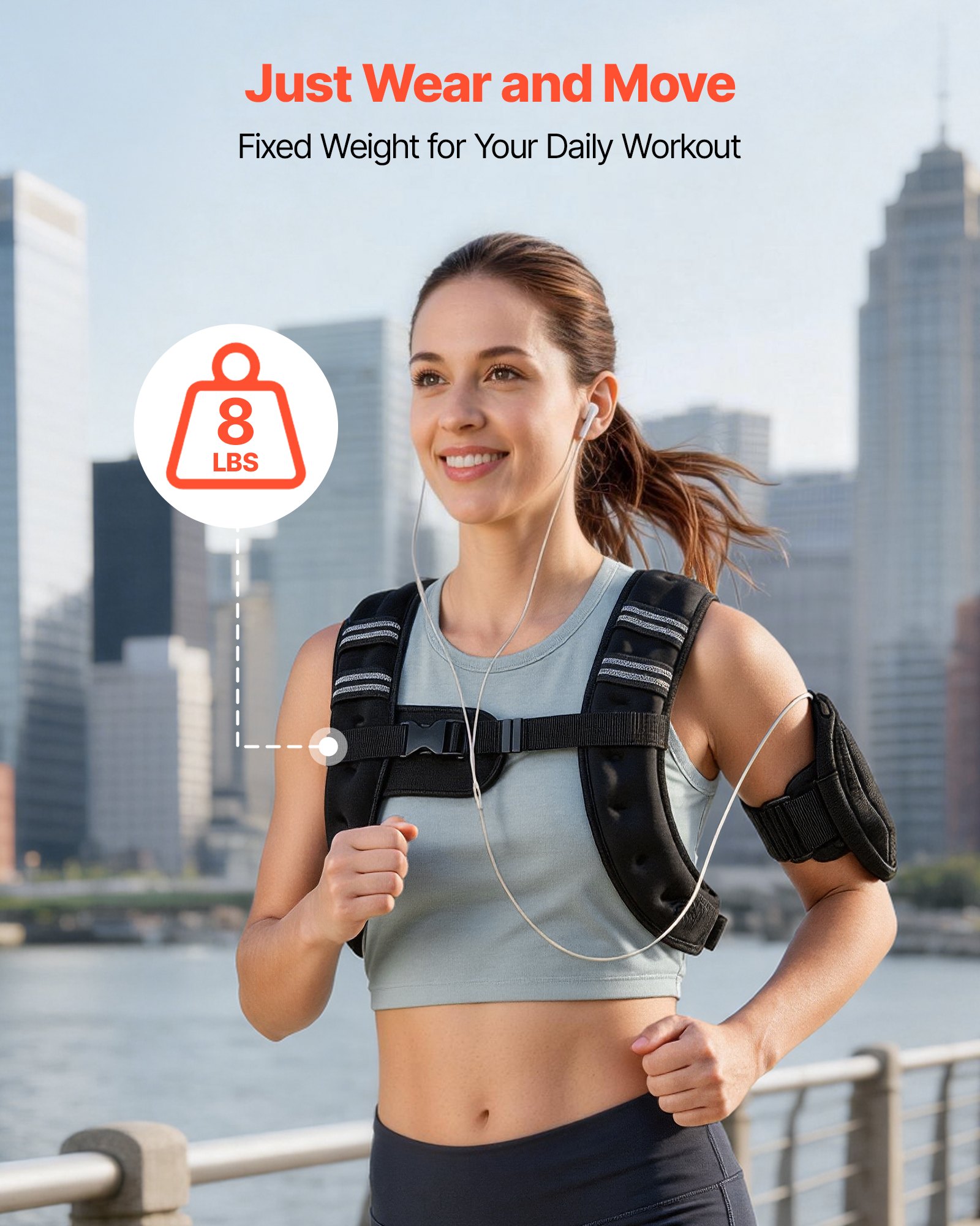Kamizelka treningowa VEVOR 3,68 kg z odblaskowymi paskami, regulowaną klamrą i praktycznymi kieszeniami do przechowywania, kamizelka fitness do treningu siłowego, biegania, joggingu, fitnessu i budowania mięśni