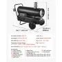 VEVOR 20 kW Heat Cannon, nagrzewnica na olej napędowy, nagrzewnica w kształcie torpedy z kołami i regulacją temperatury, dmuchawa nagrzewnicy na olej napędowy do budowy/garażu/magazynu/warsztatu/ogrzewania zewnętrznego, czarna