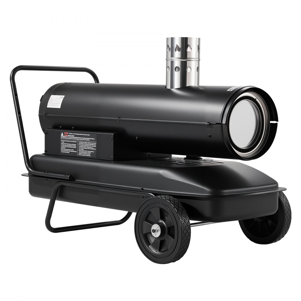 Nagrzewnica VEVOR Indirect 30 kW, nagrzewnica diesla, nagrzewnica naftowa 50 l, do warsztatu, garażu, magazynu i placu budowy, sterowanie termostatem, filtracja dwupaliwowa, maks. 1100 m³/h i 192 m², kolor czarny