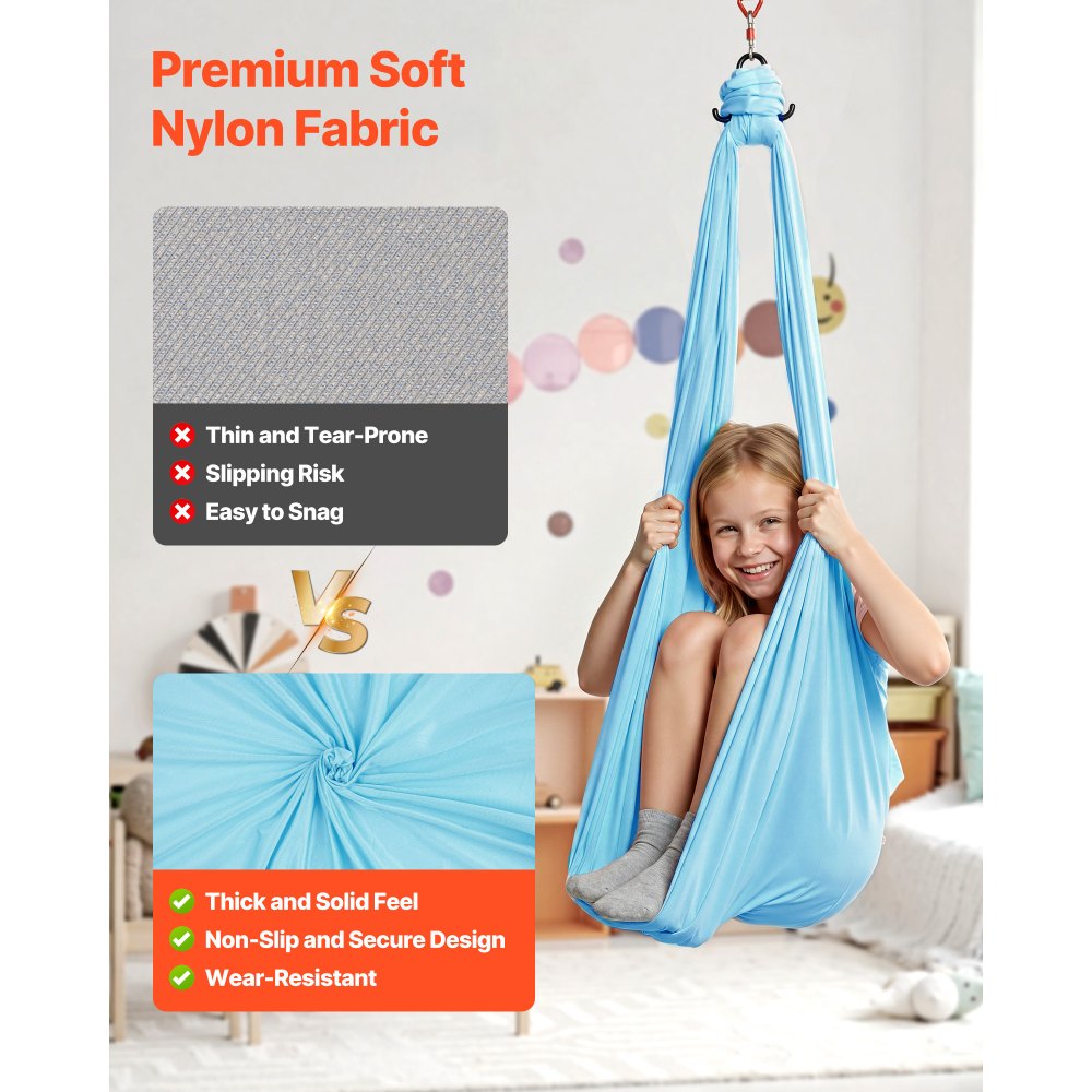 VEVOR Aerial Yoga Hammock, Maximum 136.07 kg Load Aerial Silk, Yoga Swing with Nylon Fabric, Daisy Rope, PE Zipper Bag, Gymnastics Swings Suitable for Men and Women, Dual-Function Hammock & Swing