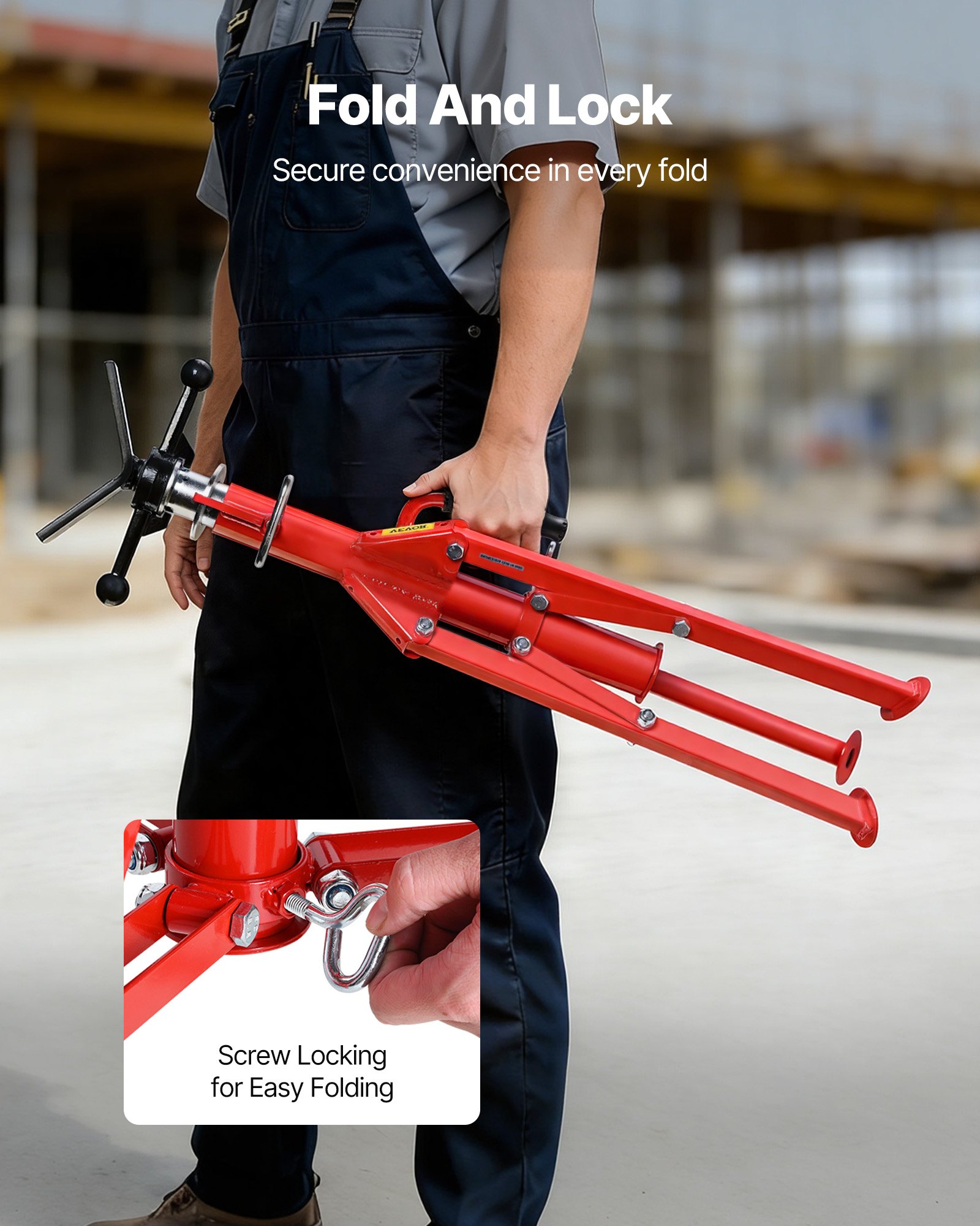 Stojak do rur VEVOR z głowicą V, nośność 1/8"-12", regulowana wysokość 28"-52", podnośnik do rur o udźwigu 2500 funtów, przenośny składany stojak do rur, obudowa ze stali węglowej, wytrzymały