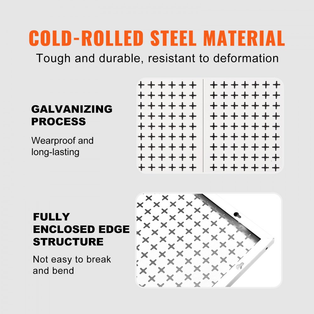 VEVOR Ściana narzędziowa 814 x 814 mm (zestaw 2 szt.) Ściana perforowana warsztatowa o udźwigu 150 kg Uchwyt na narzędzia Stal walcowana na zimno Ocynkowana powierzchnia Półka ścienna na narzędzia Średnica otworu 1/4" Wyposażenie warsztatowe