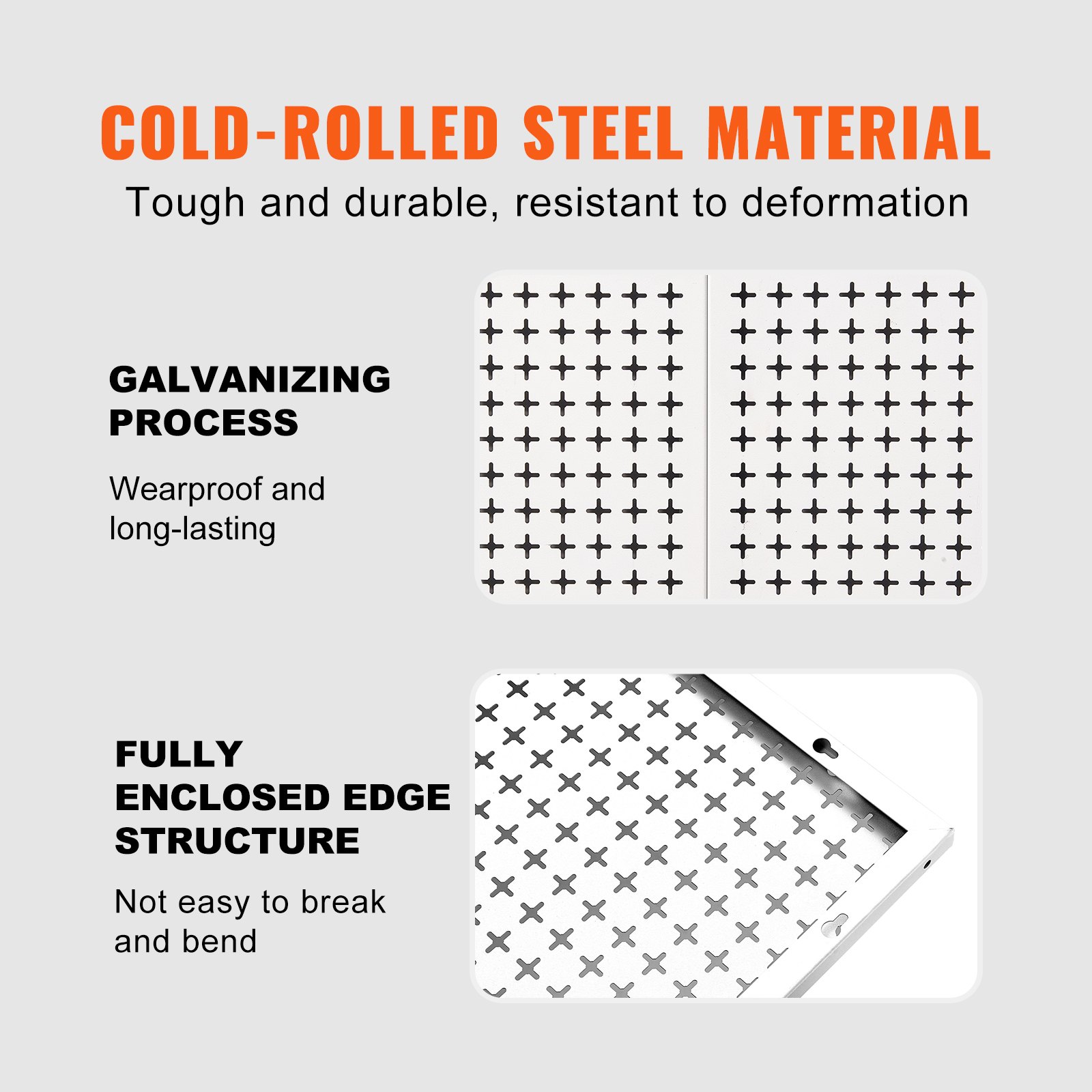 VEVOR Ściana narzędziowa 814 x 814 mm (zestaw 2 szt.) Ściana perforowana warsztatowa o udźwigu 150 kg Uchwyt na narzędzia Stal walcowana na zimno Ocynkowana powierzchnia Półka ścienna na narzędzia Średnica otworu 1/4" Wyposażenie warsztatowe