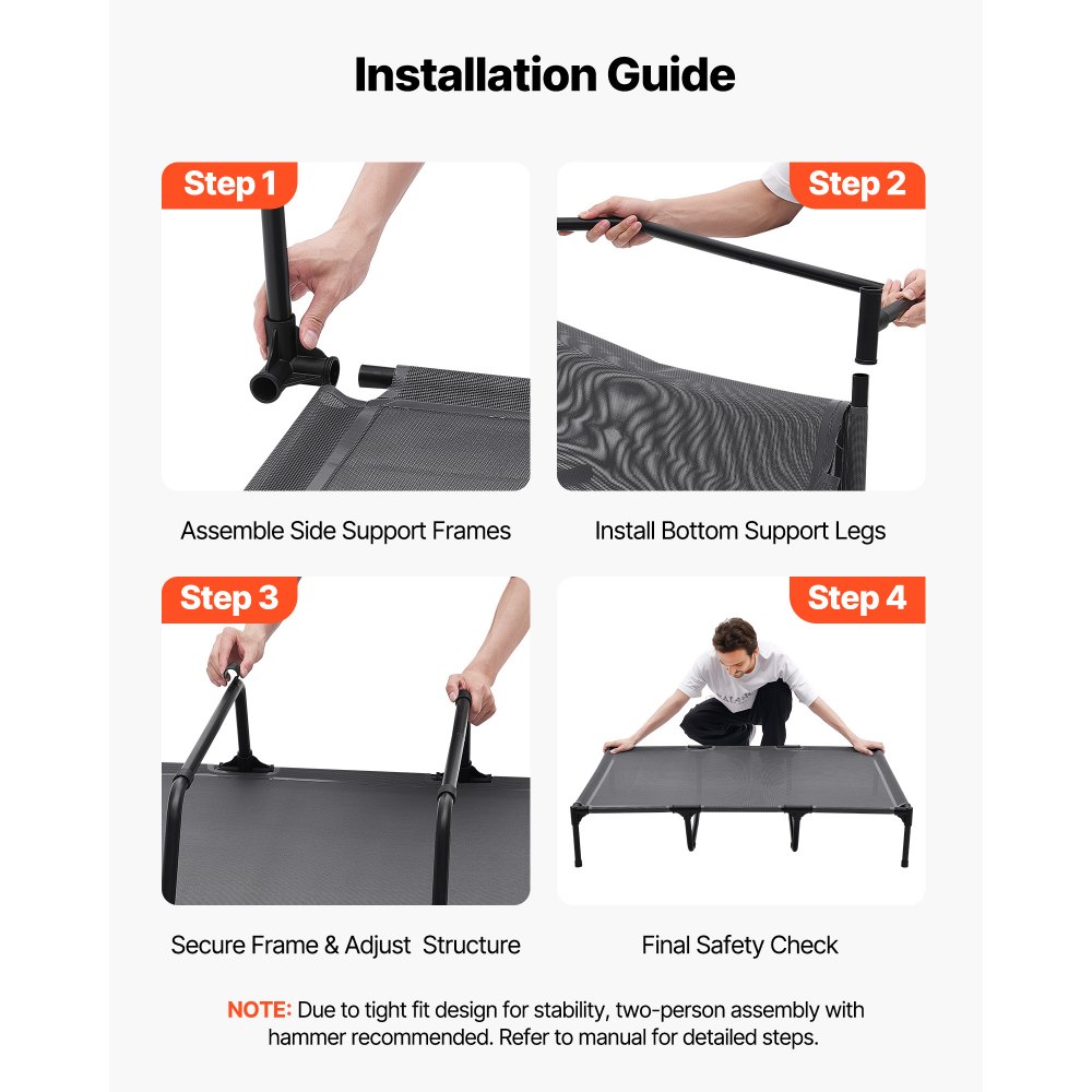 VEVOR Podwyższone legowisko dla dużych psów (do 60 kg), przenośne podwyższone legowisko dla psa z oddychającą siatką Teslin, chłodzące legowisko dla zwierząt do użytku wewnątrz i na zewnątrz, rozmiar XL, szare