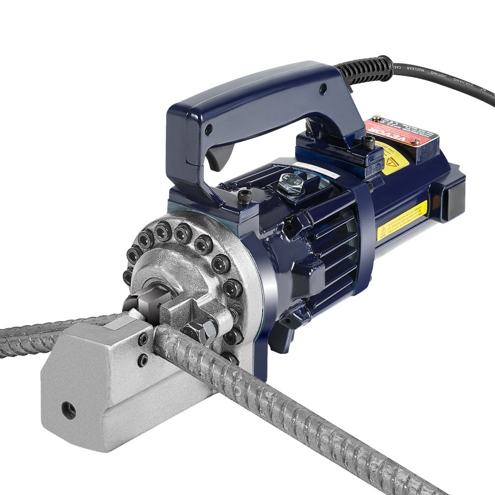 Elektryczno-hydrauliczna przecinarka do prętów VEVOR, przecinarka do prętów zbrojeniowych o mocy 1000 W, tnie pręty zbrojeniowe o średnicy do 4-20 mm w 3 sekundy, przecinarka do prętów zbrojeniowych z walizką narzędziową i oliwiarką, czarno-niebieska