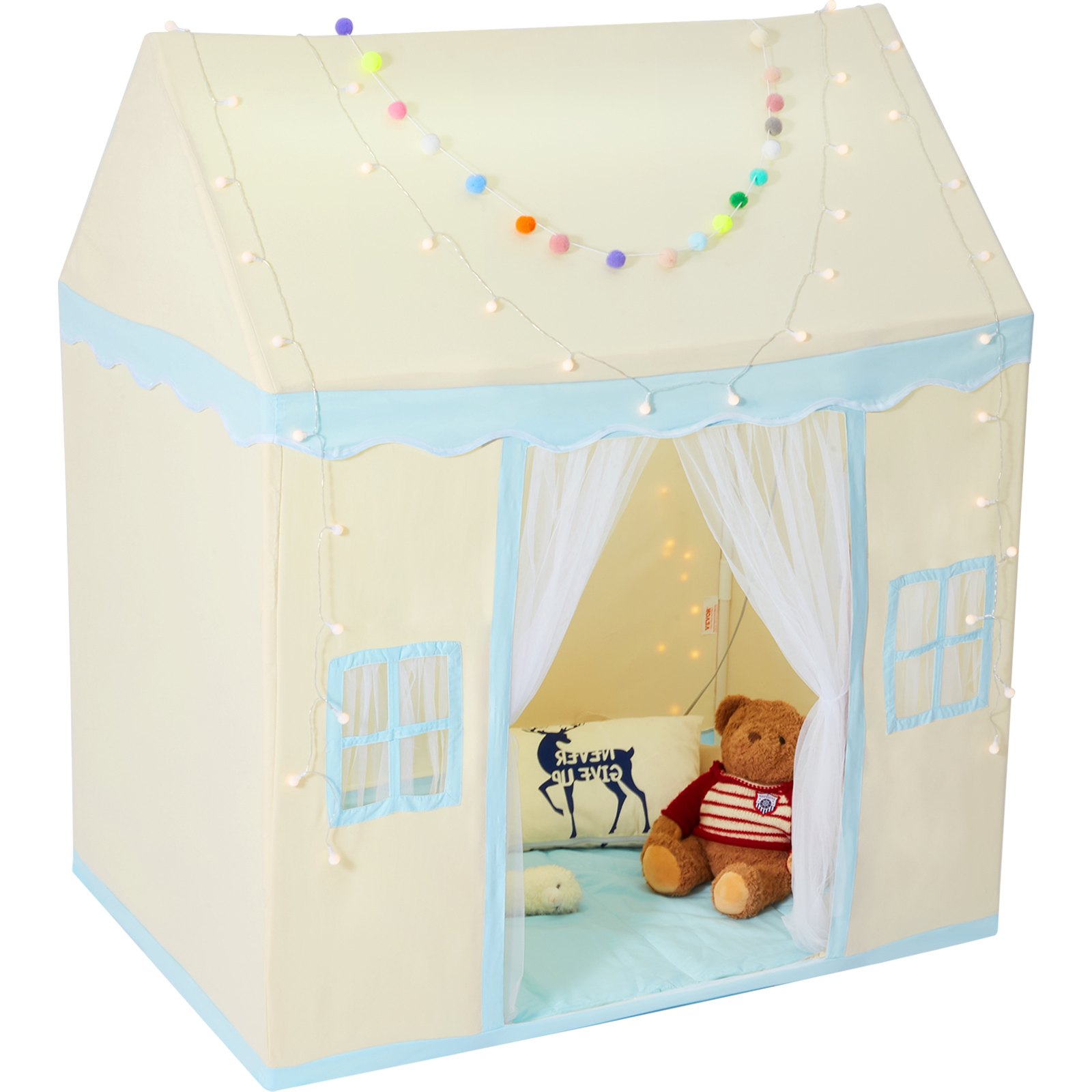 Namiot do zabawy dla dzieci VEVOR, namiot dla dzieci w wieku 1-5 lat, namiot dla maluchów z matą i lampką, namiot dla dzieci z okienkami do użytku wewnątrz i na zewnątrz, namiot w kształcie domku do zabawy
