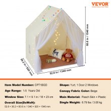 Namiot do zabawy VEVOR Namiot dla dzieci w wieku 1–5 lat Namiot dla maluchów Lampa do zabawy