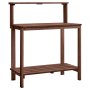 VEVOR Potting Bench Table, Outdoor Gardening Workstation with 91 x 49.5 cm Wood Tabletop, Garden Planting Work Station with Storage Shelves, Hook for Outside Patio, Backyard, Brown