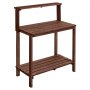 VEVOR Potting Bench Table, Outdoor Gardening Workstation with 91 x 49.5 cm Wood Tabletop, Garden Planting Work Station with Storage Shelves, Hook for Outside Patio, Backyard, Brown