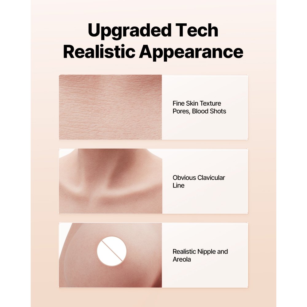 VEVOR Silikonowe formy piersi z wysokim kołnierzem, miseczka C, realistyczna skóra, wypełnienie silikonowe, wysoka elastyczność, dla transwestytów, amatorów, cosplayerów, drag queen, kość słoniowa