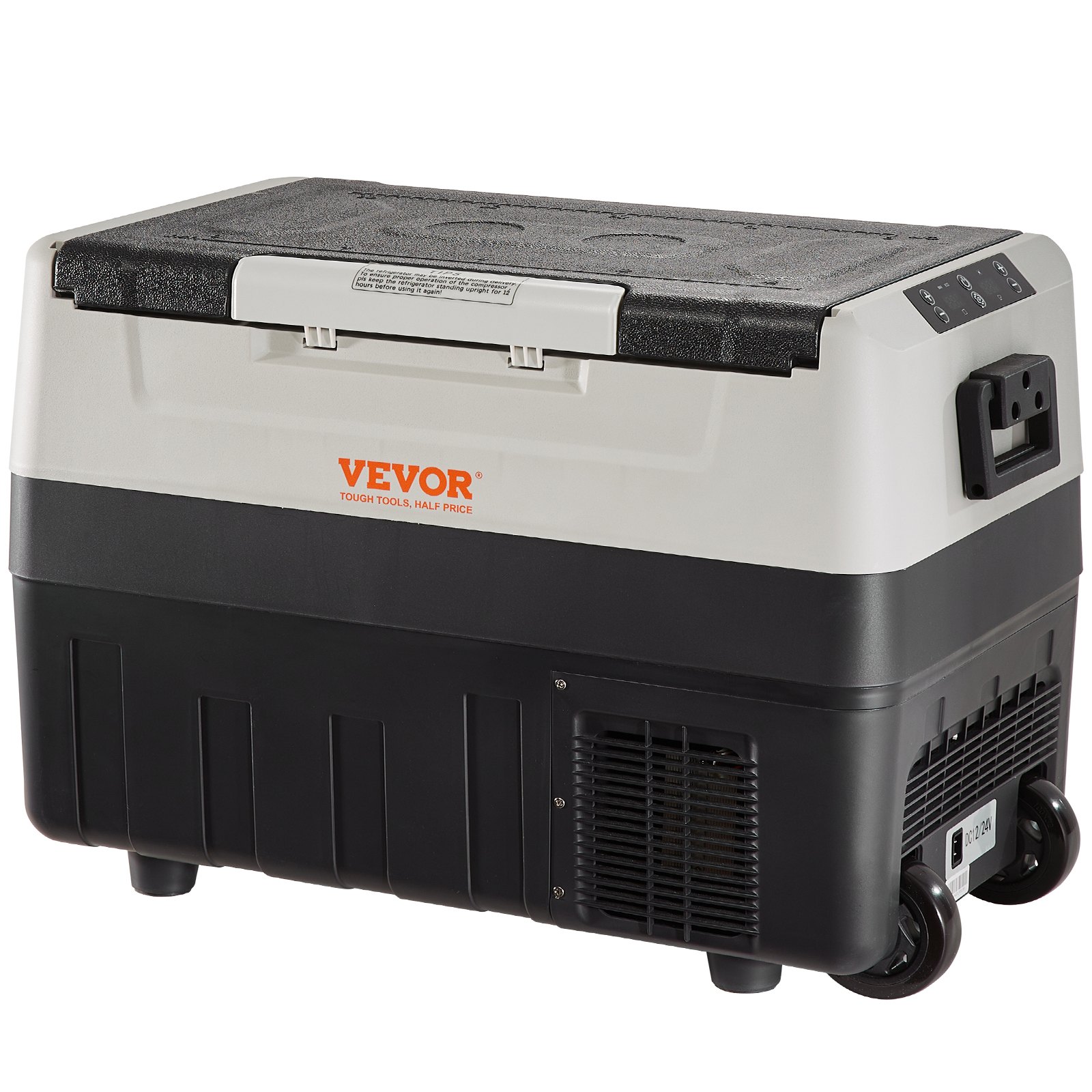 Lodówka turystyczna VEVOR 35 l, elektryczna lodówka turystyczna 12/24 V, zwijana, 2 w 1, dwustrefowa, kompresor do lodówki samochodowej, utrzymujący ciepło i chłód, 60 W, uchwyt, łódź, ciężarówka, mobilna, szara