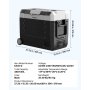 Lodówka samochodowa VEVOR Compressor 12/24 V DC 100–240 V AC, lodówka samochodowa 45 l ze sterowaniem za pomocą aplikacji, kółkami i 2 strefami temperaturowymi (od -20°C do 20°C), przenośna lodówka do kamperów, łodzi, na kemping i wędkowanie