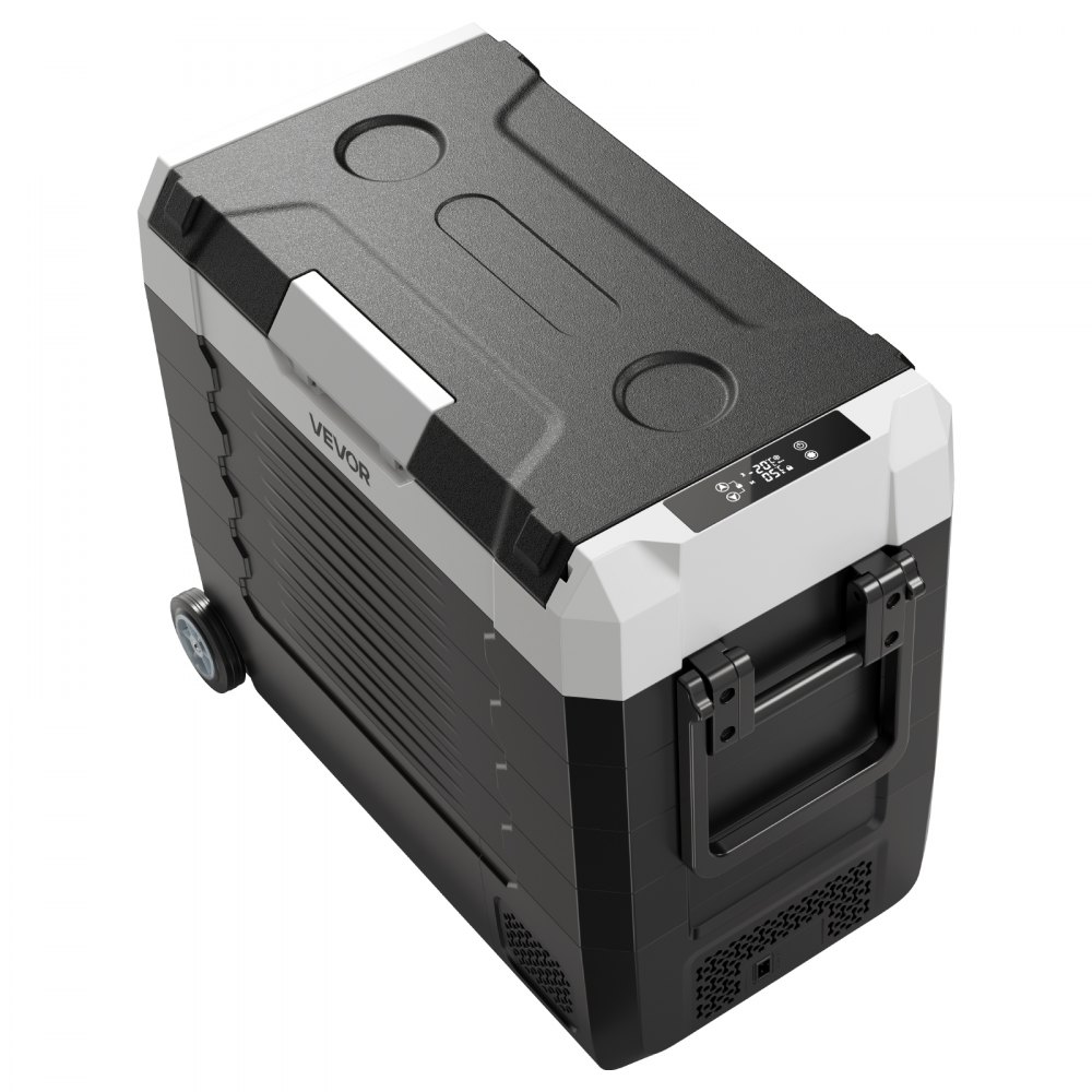 VEVOR Car Refrigerator, DC 12/24V AC100-240V Compressor Electric Cooler, -20°C to 20°C Truck Refrigerator with APP Control, Wheels & Dual Zone, 55L Cars Cooler for RVs, Boats, Camping, Fishing