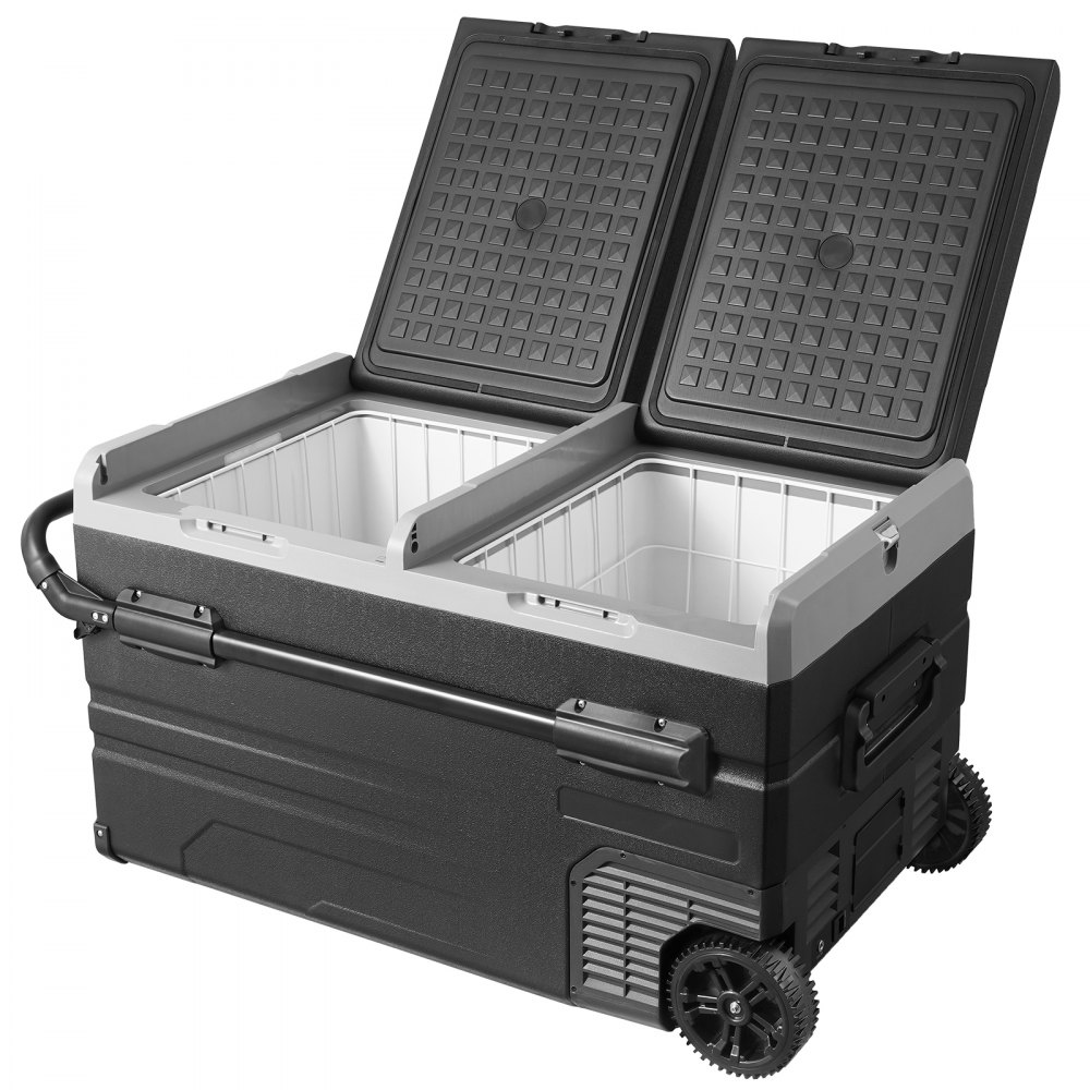 VEVOR 12V Car Refrigerator, Portable 115L Freezer with 2 Zones, Wheels & Handle, -20°C to 20°C, 12/24V DC / 100-240V AC Compressor Cooler for Outdoor Use, Camping, Travel
