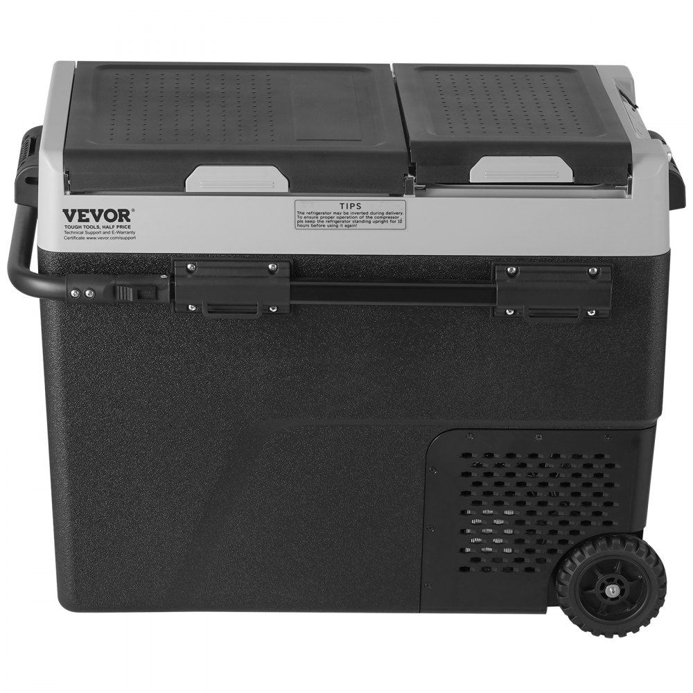 VEVOR Przenośna lodówka samochodowa, 12 V, 58 l/61,5 qt, przenośna zamrażarka dwustrefowa, regulacja temperatury od -20°C do 20°C, chłodziarka kompresorowa do użytku domowego, na zewnątrz i na kempingu