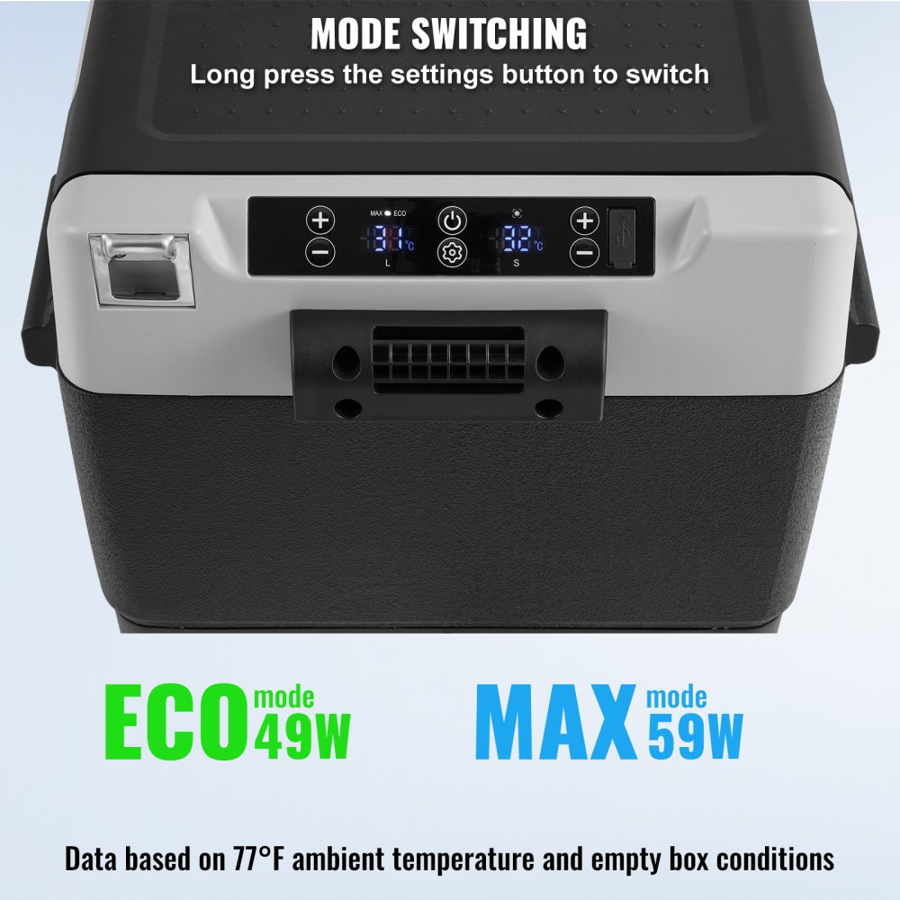 Lodówka samochodowa VEVOR, 12 V, przenośna zamrażarka jednostrefowa o pojemności 60 l, rolowana, regulowana w zakresie od -20 do 20°C, chłodziarka kompresorowa do domu, na zewnątrz, na kemping, do kampera i samochodu