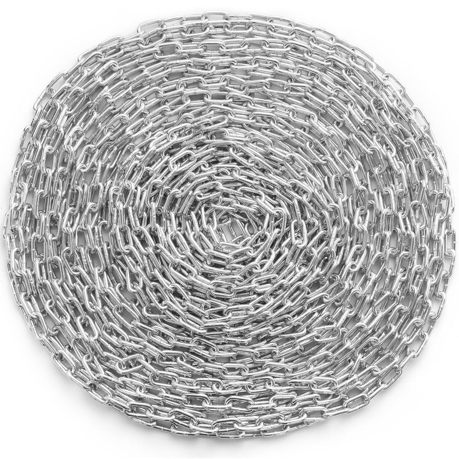 Łańcuch VEVOR 6 mm x 30,48 m o udźwigu 700 kg, ocynkowany, z dwoma ogniwami szybkozłącznymi ze stali węglowej, do holowania, wieszania, kempingowania i holowania zwierząt