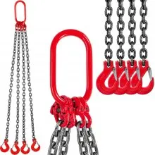 VEVOR 4 Nogi Hak Do Podnoszenia Zawiesie łańcuchowe 2mx8mm, 4t Nogi Do Zawiesi łańcuchowych Fabryki Stali Stalowa Powłoka Proszkowa Łańcuch Do Podnoszenia Odporność Na Wysokie Temperatury