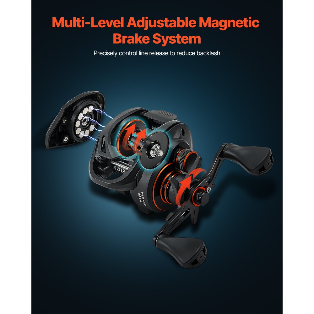 VEVOR Rod and Fishing Reel Combo, IM7 Carbon Fiber Baitcasting Rod and Reel Combo, Bass Fishing Pole with 6+1 BB System, 7.0:1 Gear Ratio, Cork Handle, Stainless Steel Guides with Ceramic Rings