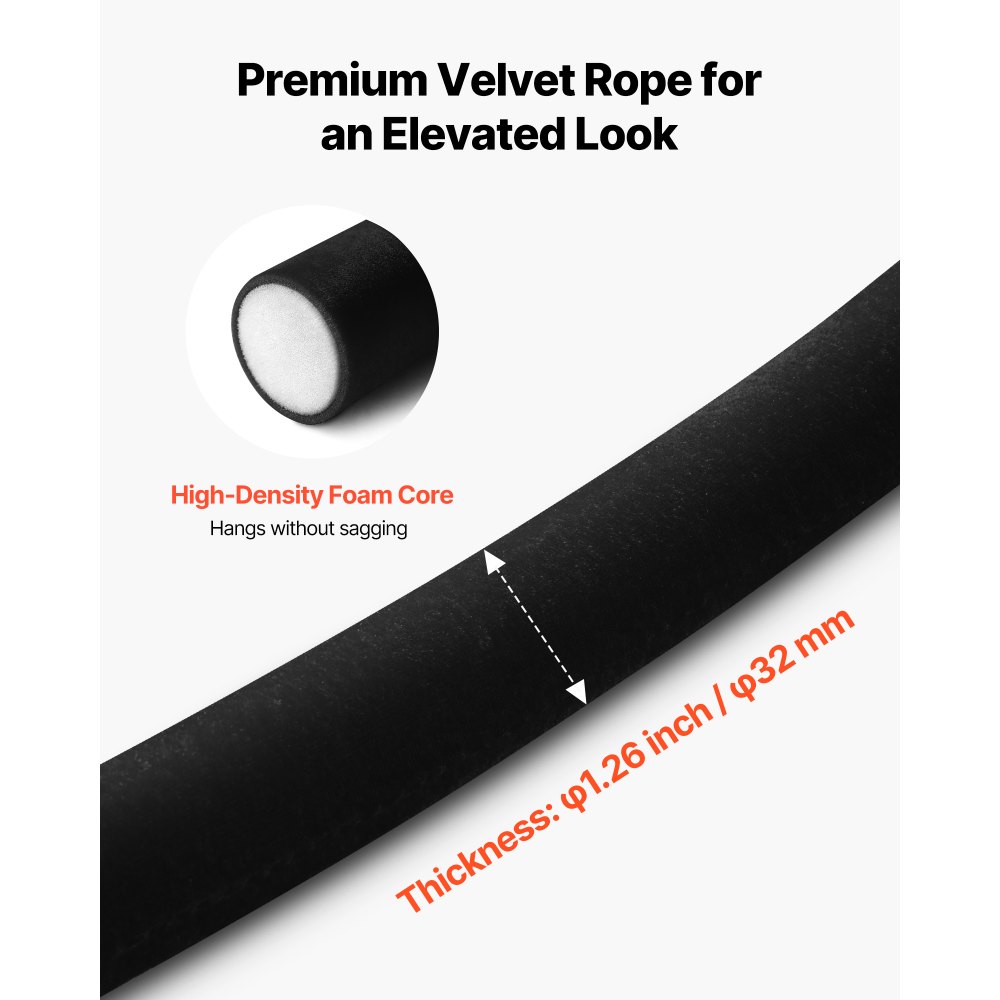 VEVOR 4 Pcs Black Velvet Stanchion Ropes, 1.5 m Crowd Control Stanchion Black Velvet Ropes with Gold Hooks, Post Queue Barrier Carpet Rope for Carpet Events Movie Theaters Grand Openings Hotels Party