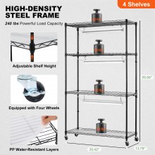 Stojak na rośliny VEVOR półka na rośliny z lampką na rośliny 4 poziomy 90W 90x35x150cm