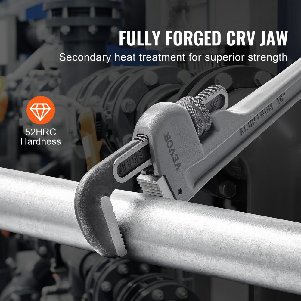Klucz do rur VEVOR, prosty aluminiowy klucz do rur 18", regulowany klucz hydrauliczny, z bardzo wytrzymałą szczęką i ergonomicznym uchwytem, ​​łatwy do przenoszenia, konstrukcja wisząca, do rur wodnych