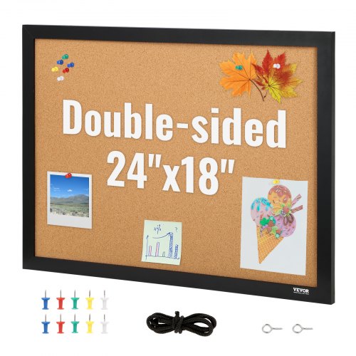 Tablica korkowa VEVOR 24 "x 18" z ramką do naklejek MDF do montażu na ścianie