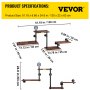 VEVOR Industrial Pipe Półka Półka Ścienna 4-poziomowa Rustykalna Metalowa Półka Czarna