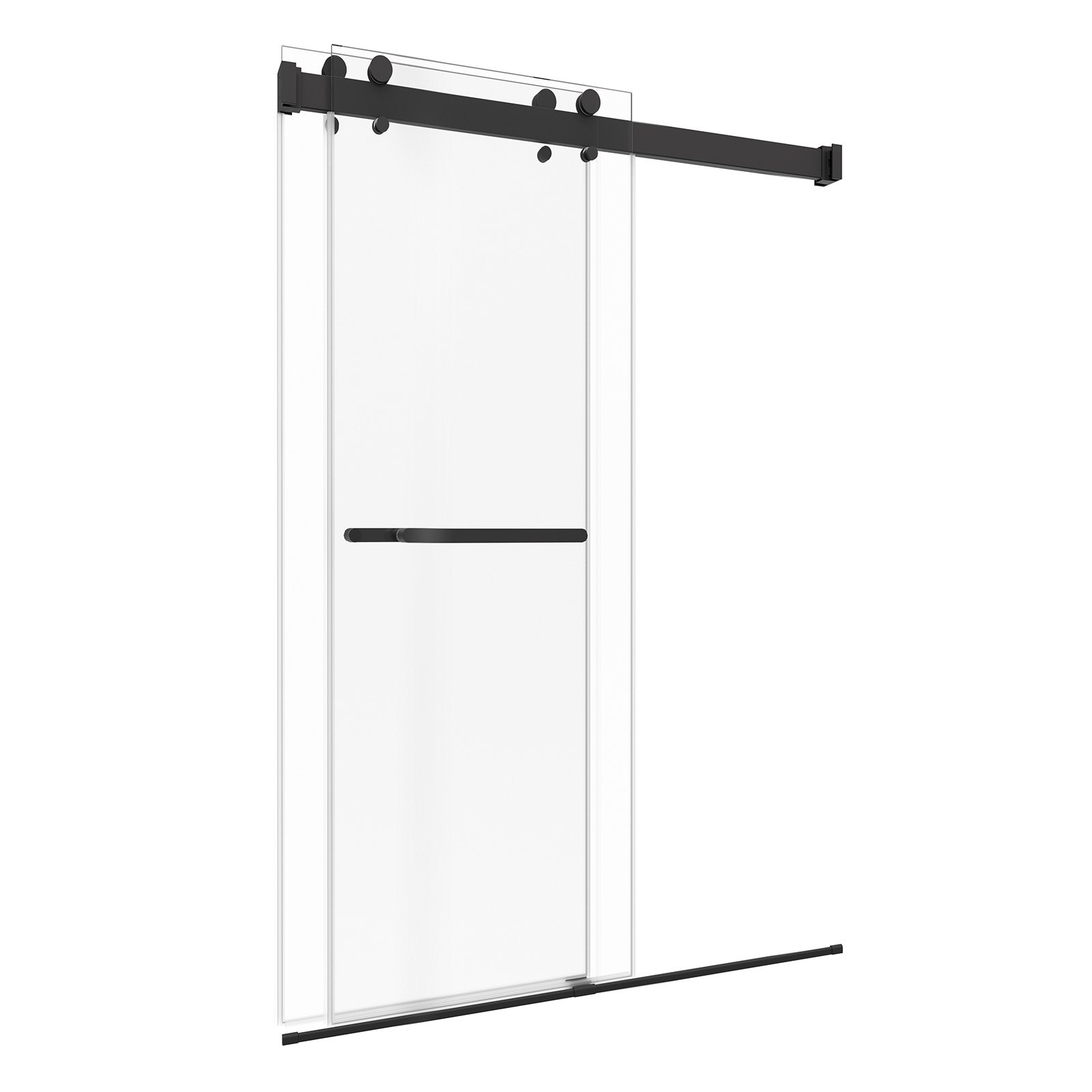 Drzwi prysznicowe bezramowe VEVOR (szer. 1219 x 19330 mm / szer. x wys.), drzwi przesuwne wykonane z przezroczystego szkła bezpiecznego o grubości 10 mm z powłoką nanoodporną na stłuczenie, drzwi przesuwne prysznicowe wraz z szyną, uszczelką i zestawem montażowym