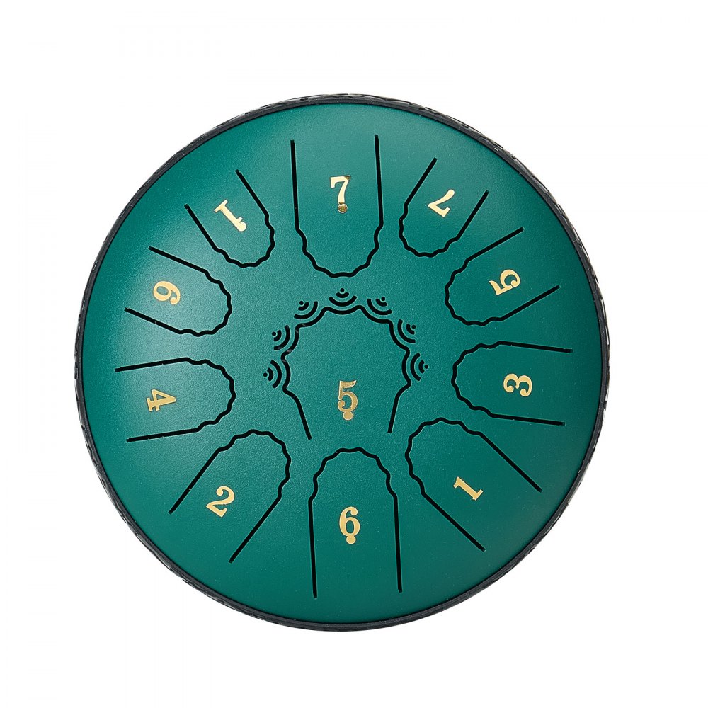 VEVOR Steel Tongue Drum, 16.5cm 11 Notes Rain Drum for Outside Garden, D Major Musical Drums with Music Book & Mallets, Percussion Instrument for Meditation Yoga Beginner Musical Education, Green