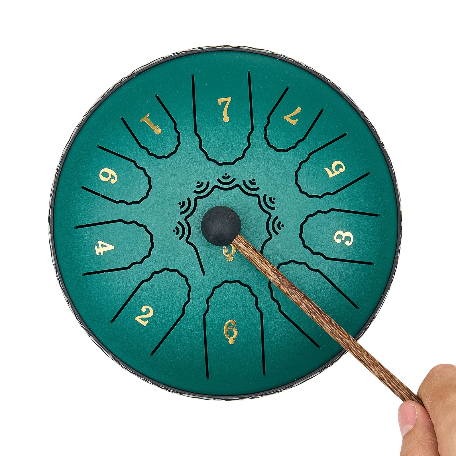 VEVOR Steel Tongue Drum, 16.5cm 11 Notes Rain Drum for Outside Garden, D Major Musical Drums with Music Book & Mallets, Percussion Instrument for Meditation Yoga Beginner Musical Education, Green
