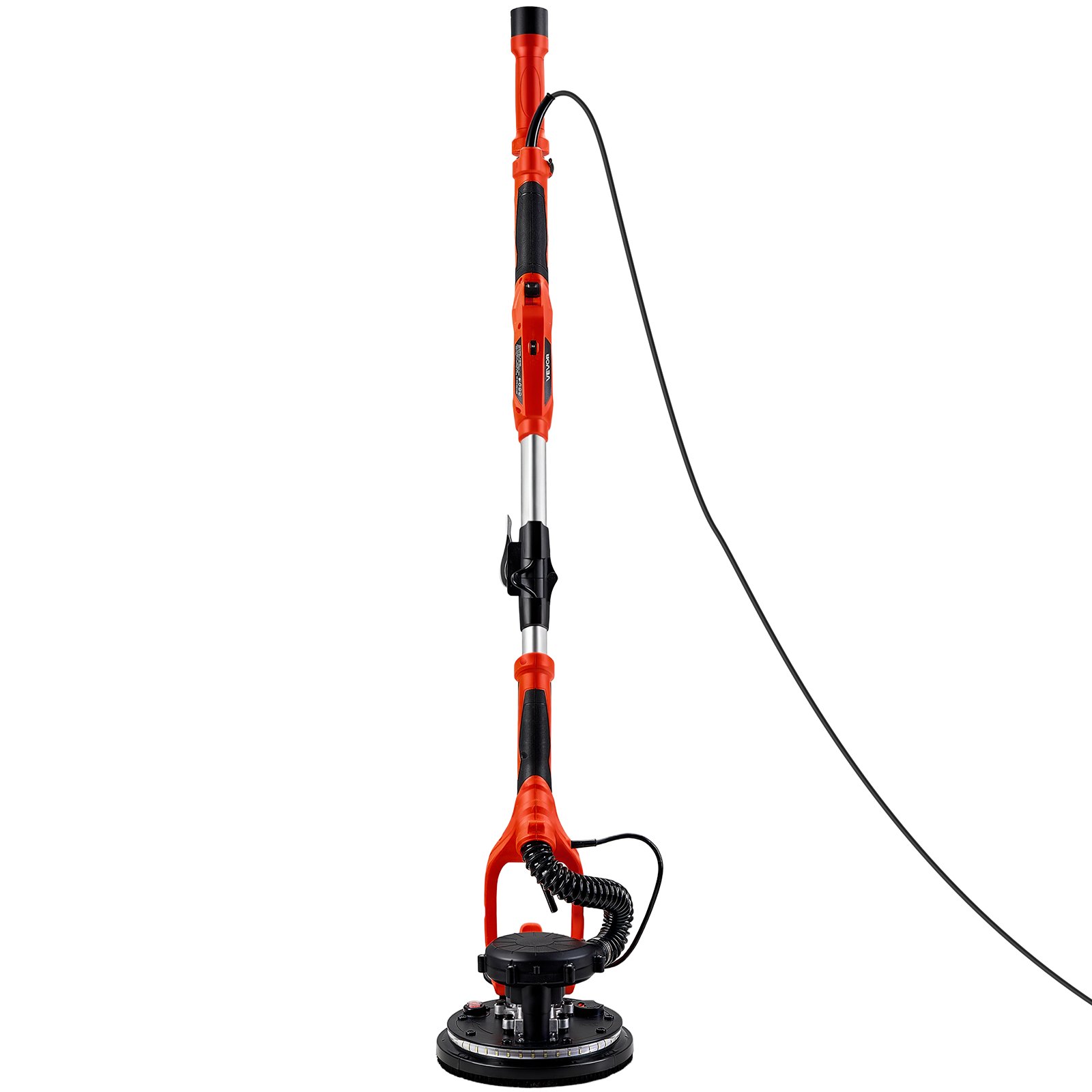 Szlifierka do płyt gipsowo-kartonowych VEVOR 1150 W, szlifierka sufitowa z tarczą szlifierską 255 mm, szlifierka o długim zasięgu z odsysaniem pyłu, prędkość 800–1700 obr./min, oświetlenie LED, wysuwana rękojeść, 15 tarcz szlifierskich