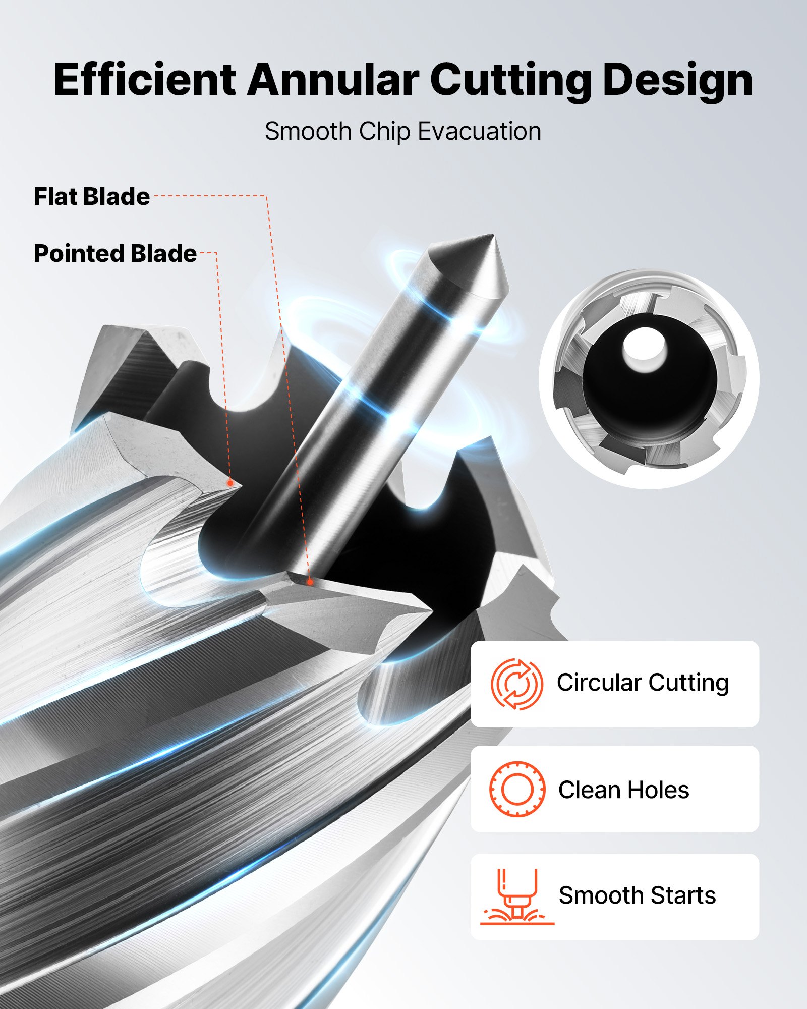 VEVOR Annular Cutter Set, 13 pcs Universal Shank Mag Drill Bits Kit, 50.8 mm Cutting Depth, 11.11 mm to 26.98 mm Cutting Diameter, HSS, 11 Drill Bits, 2 Pilot Pins, Plastic Case, for Magnetic Drills