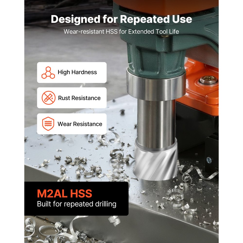 VEVOR Annular Cutter Set, 16 pcs Weldon Shank Mag Drill Bits Kit, 25.4 mm Cutting Depth, 11.11 mm to 34.92 mm Cutting Diameter, HSS, 14 Drill Bits with 2 Pilot Pins, Plastic Case, for Magnetic Drills