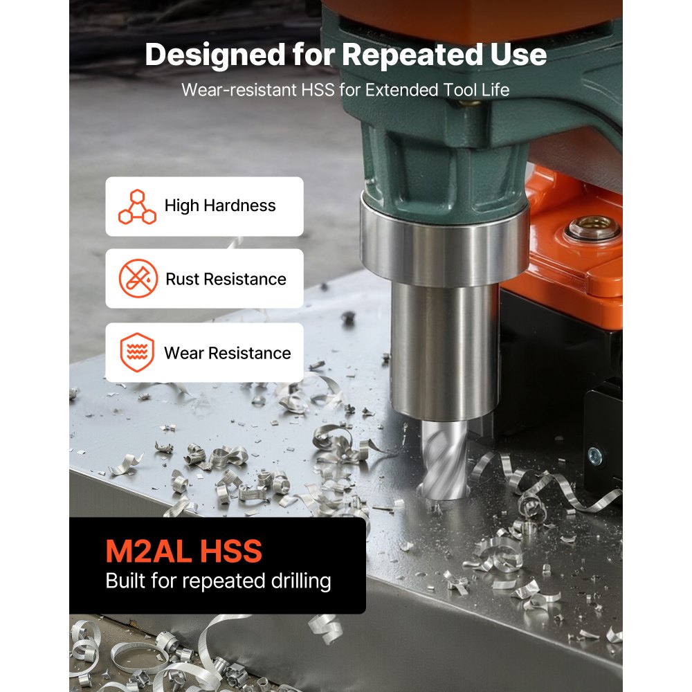 VEVOR Annular Cutter Set, 5 pcs Weldon Shank Mag Drill Bits Kit, 25.4 mm Cutting Depth, 12.7 mm Cutting Diameter, HSS, 3 Drill Bits with 2 Pilot Pins and 3 Plastic Cases, for Magnetic Drills, Steel