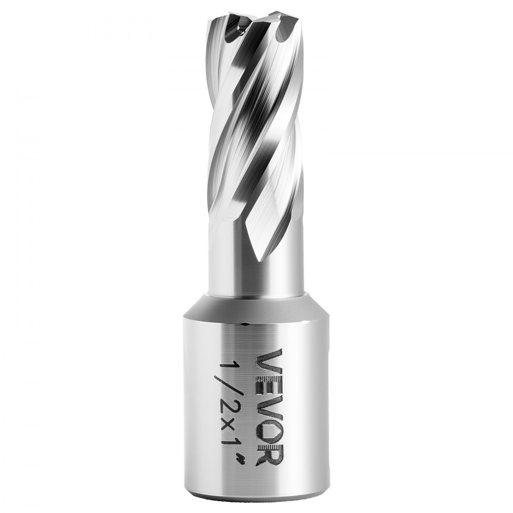 VEVOR Annular Cutter Set, 5 pcs Weldon Shank Mag Drill Bits Kit, 25.4 mm Cutting Depth, 12.7 mm Cutting Diameter, HSS, 3 Drill Bits with 2 Pilot Pins and 3 Plastic Cases, for Magnetic Drills, Steel