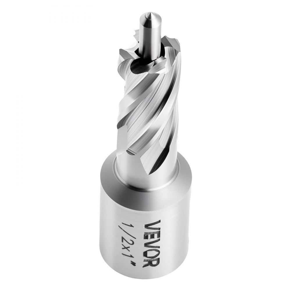 Zestaw wierteł rdzeniowych HSS VEVOR, chwyt Weldon, 5-częściowy. Zestaw wierteł magnetycznych, średnica wiercenia 25,4 mm, 3 wiertła z 2 trzpieniami centrującymi, głębokość wiercenia 25,4 mm, 3 plastikowe pudełka do wiertarek magnetycznych, stal, aluminium
