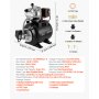 VEVOR System zaopatrzenia w wodę do użytku domowego, pompa do płytkiej studni 1 KM 3750 l/h ze zbiornikiem ciśnieniowym 1,4–2,8 bara, do ogrodu, trawnika i zaopatrzenia w wodę do użytku domowego, wysokość podnoszenia 39 m, wysokość ssania 8 m, stopień ochrony IPX4 i manometr