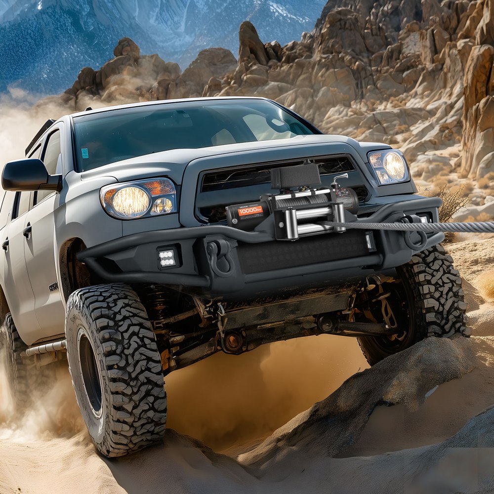 Wyciągarka elektryczna VEVOR, 4500 kg, 12 V DC, do samochodów ciężarowych, z liną stalową Φ 8,3 mm x 19,8 m, z bezprzewodowym i przewodowym pilotem, IP55 do holowania SUV-ów, jeepów, przyczep, łodzi i pojazdów terenowych