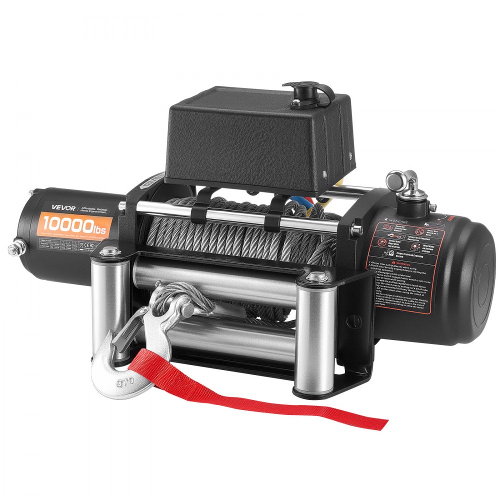 Wyciągarka elektryczna VEVOR, 4500 kg, 12 V DC, do samochodów ciężarowych, z liną stalową Φ 8,3 mm x 19,8 m, z bezprzewodowym i przewodowym pilotem, IP55 do holowania SUV-ów, jeepów, przyczep, łodzi i pojazdów terenowych